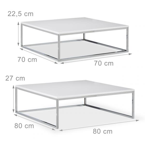 Couchtisch Weiß Silber 2er Set